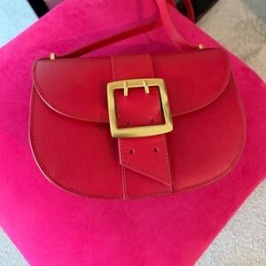 Vince Camuto Red Leather Buckle Handbag